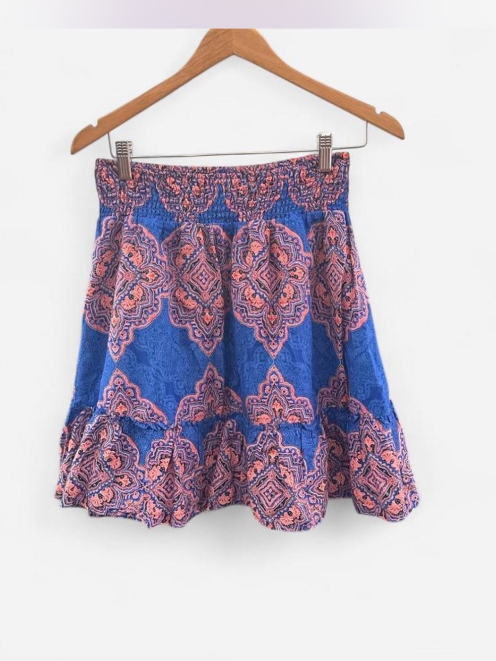 Old Navy skirt size M Patterned Smocked Waist bohemian cottage flowy 100% Cotton